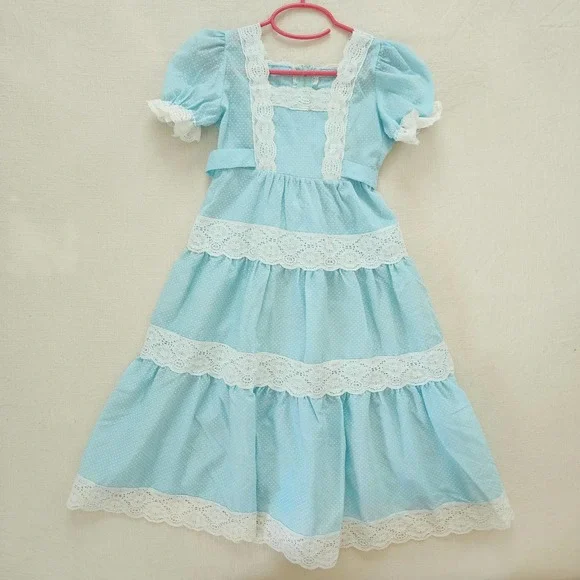 Nostalgic Baby Vintage Dresses | Vintage Blue Swiss Dot Maxi Dress 5t/6 | Color: Blue | Size: 5tg | Nostalgicbabyv's Closet